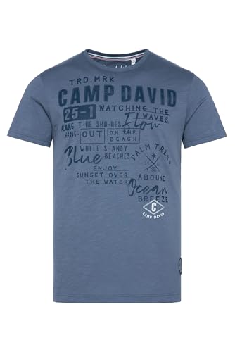 Camp David Herren Rundhalsshirt mit Wording Print Surf Grey XL von Camp David