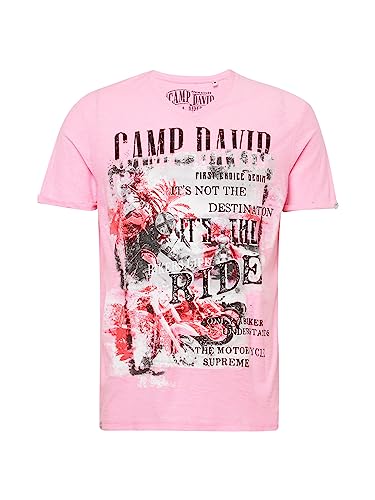 Camp David Herren Shirt schwarz/Pastellrot/hellgrau/hellpink 3XL von Camp David