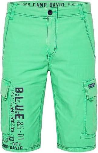 Camp David Herren Skater Shorts mit Kontrastnähten und Prints (as3, Alpha, xx_l, Regular, Regular, Electric Green) von Camp David