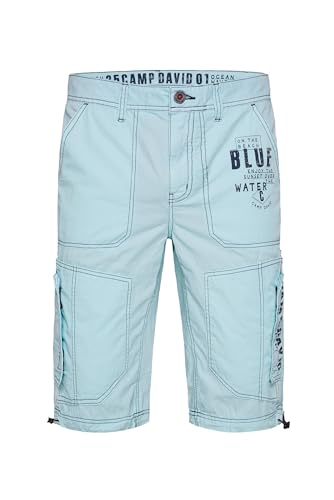 Camp David Herren Skater Shorts mit Label Prints Cool Mint L von Camp David