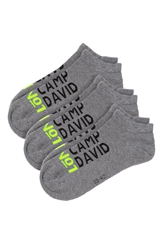 Camp David Herren Sneaker-Socken mit Intarsia-Logo, 3er Pack Dark Greymelange 39-42 von Camp David