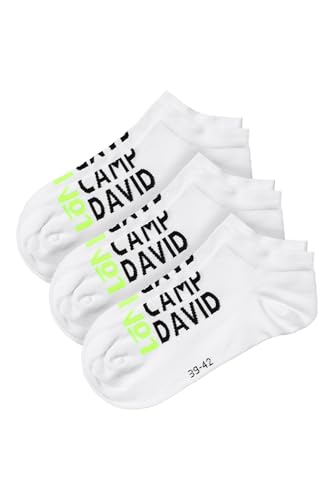 Camp David Herren Sneaker-Socken mit Intarsia-Logo, 3er Pack Opticwhite 43-46 von Camp David