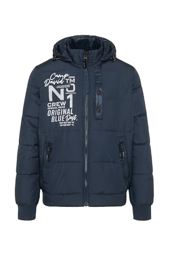Camp David Herren Steppjacke im Materialmix mit abtrennbarer Kapuze Blue Navy, Xl von Camp David