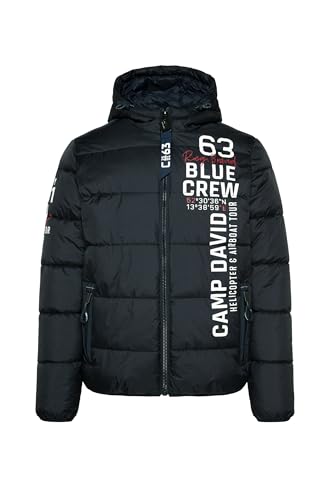 Camp David Herren Steppjacke mit Kapuze und Label Prints Blue Navy L von Camp David
