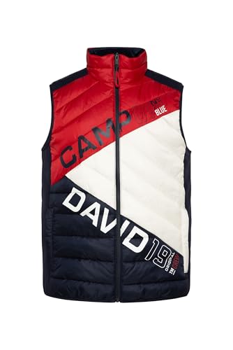 Camp David Herren Steppweste mit Colour-Blocking Flight Red L von Camp David