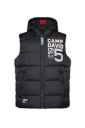 Camp David Herren Steppweste mit Kapuze und Rücken-Print Blue Navy Xxl von Camp David