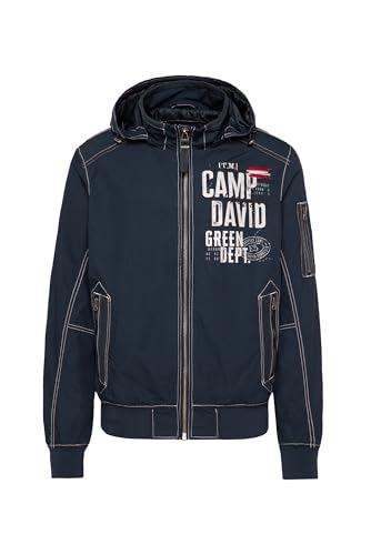 Camp David Herren Stone Washed Blouson mit Kapuze und Artworks Deep Water XXL von Camp David