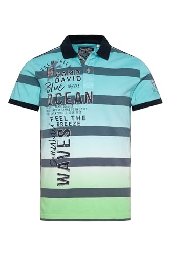 Camp David Herren Streifen-Polo Dip Dye mit Logo Artworks Fresh Breeze, M von Camp David