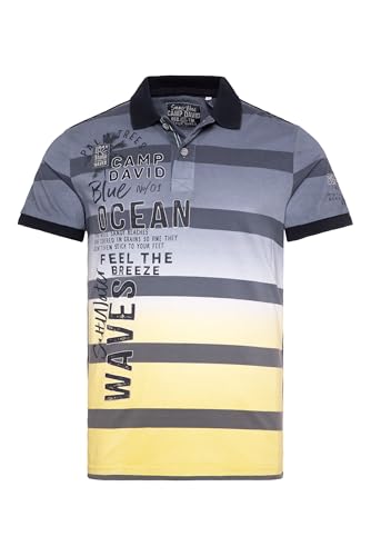 Camp David Herren Streifen-Polo Dip Dye mit Logo Artworks Surf Grey, XL von Camp David