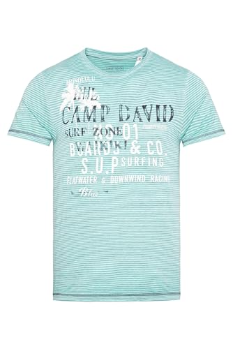 Camp David Herren Streifenshirt mit Ausbrenner-Effekten und Prints Lagoon Blue, 4XL Camp David Herren Streifenshirt mit Ausbrenner-Effekten und Prints Lagoon Blue, 4XL von Camp David