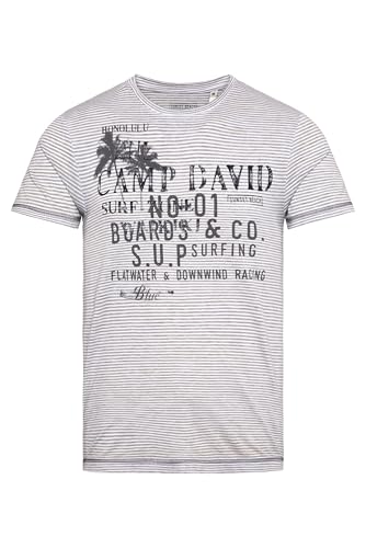 Camp David Herren Streifenshirt mit Ausbrenner-Effekten und Prints Opticwhite, XXXL Camp David Herren Streifenshirt mit Ausbrenner-Effekten und Prints Opticwhite, XXXL von Camp David
