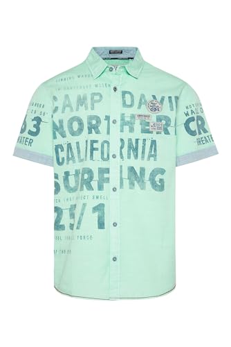 Camp David Herren Strukturiertes Hemd mit XL-Prints Sun Aqua L von Camp David