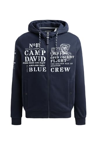 Camp David Herren Sweatjacke mit Kapuze und Logo Artworks Blue Navy, XXXL von Camp David
