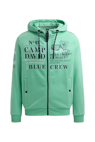 Camp David Herren Sweatjacke mit Kapuze und Logo Artworks Flight Green, XXL von Camp David