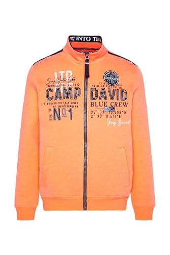 Camp David Herren Sweatjacke mit Logo-Applikationen Speed Orange XXXL von Camp David