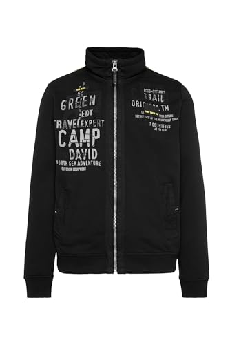 Camp David Herren Sweatjacke mit Logo Prints und Stickereien Black L von Camp David