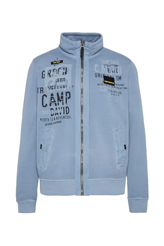 Camp David Herren Sweatjacke mit Logo Prints und Stickereien New Blue L von Camp David