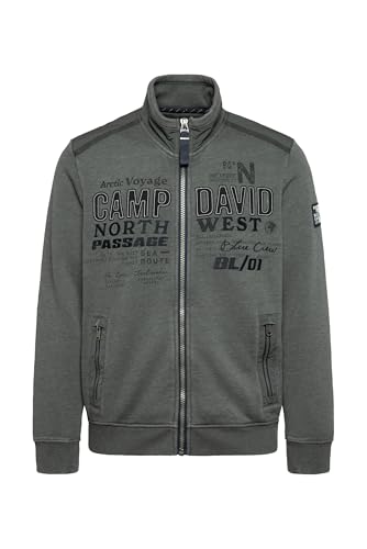 Camp David Herren Sweatjacke mit Ripstop-Details und Label-Applikationen Dark Forest, XL von Camp David