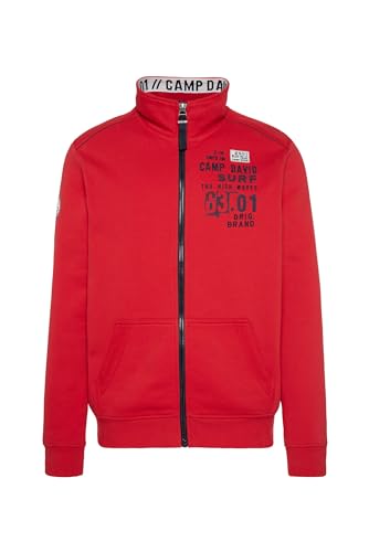 Camp David Herren Sweatjacke mit tonigen Tapes und Label Prints Mission Red M von Camp David