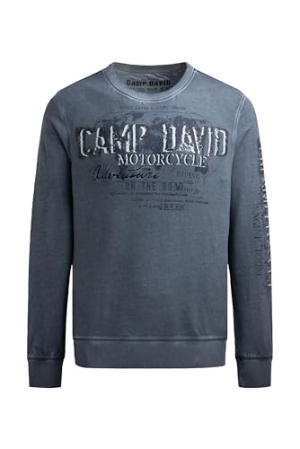 Camp David Herren Sweatshirt Oil Dyed mit Crack Prints Blue Shades, XL von Camp David