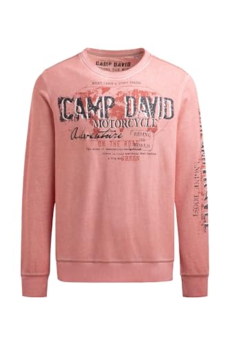 Camp David Herren Sweatshirt Oil Dyed mit Crack Prints Old Peach, XXL von Camp David