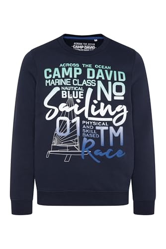 Camp David Herren Sweatshirt mit Colour Gradient Puffprint Blue Navy, 4XL von Camp David