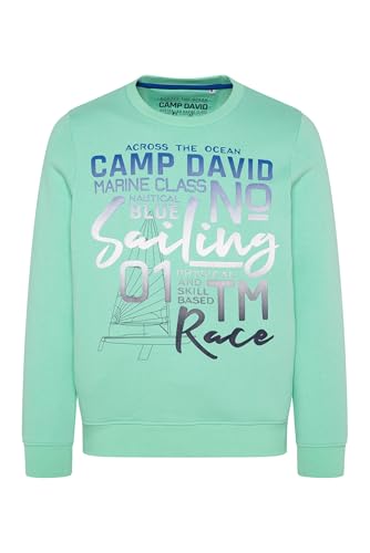 Camp David Herren Sweatshirt mit Colour Gradient Puffprint Mint Leaf, M von Camp David