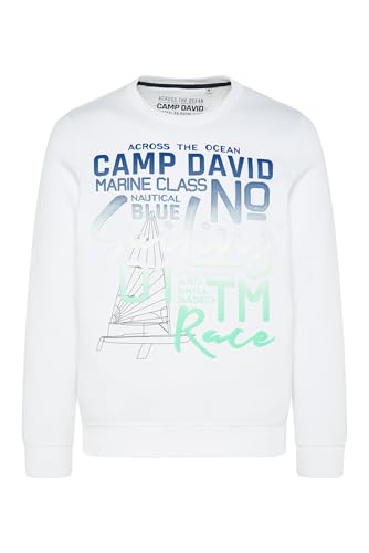 Camp David Herren Sweatshirt mit Colour Gradient Puffprint Opticwhite, L von Camp David