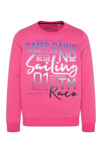 Camp David Herren Sweatshirt mit Colour Gradient Puffprint Pink, M von Camp David