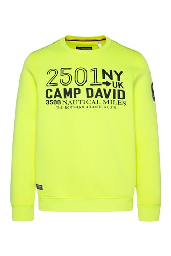 Camp David Herren Sweatshirt mit Logo Artwork Neon Lime 4XL von Camp David