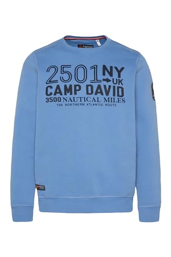 Camp David Herren Sweatshirt mit Logo Artwork Sky Blue XXL von Camp David