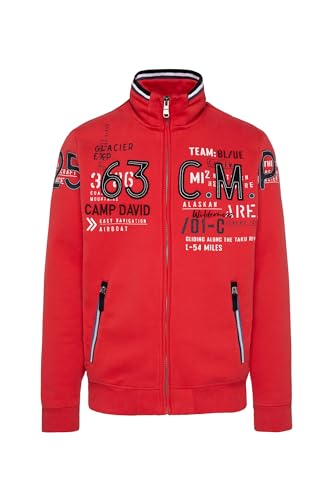 Camp David Herren Sweatshirtjacke mit Label-Applikationen Mission Red M von Camp David