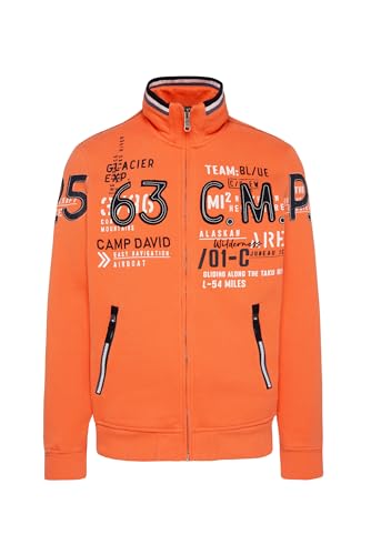 Camp David Herren Sweatshirtjacke mit Label-Applikationen Mission Orange Xxxl von Camp David