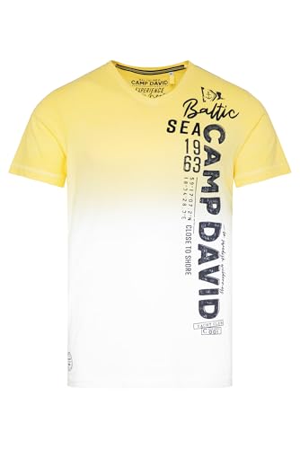 Camp David Herren T-Shirt Dip Dye mit senkrechtem Logo Artwork Light Lime L von Camp David