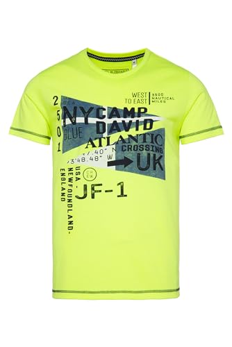 Camp David Herren T-Shirt Rundhals mit Print Artwork Neon Lime XXL von Camp David