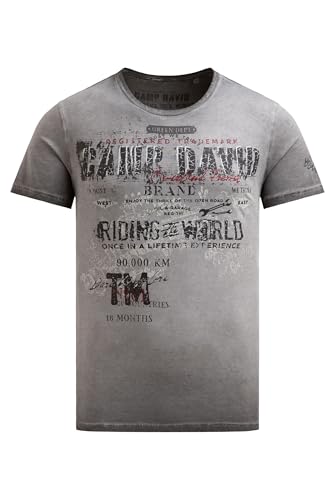 Camp David Herren T-Shirt im Used Look mit Crack Prints Black, L von Camp David