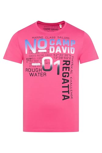 Camp David Herren T-Shirt mit Colour Gradient Print Pink, XXL von Camp David