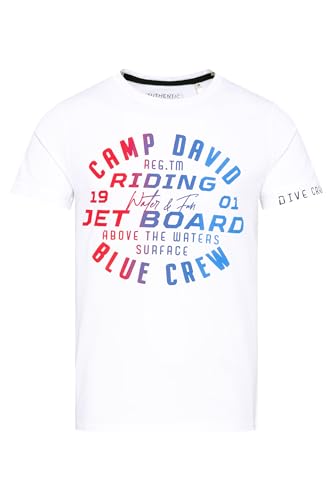 Camp David Herren T-Shirt mit Gradient Puffprint Opticwhite, M von Camp David