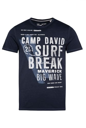 Camp David Herren T-Shirt mit Label Print Blue Navy L von Camp David