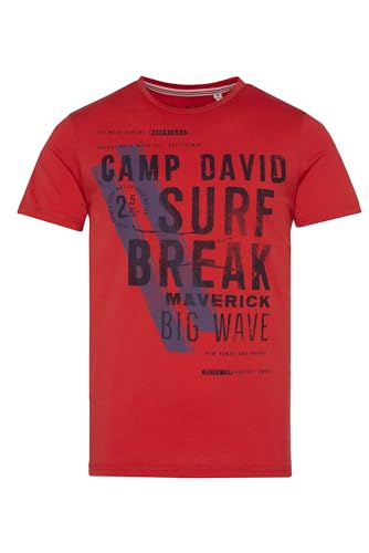 Camp David Herren T-Shirt mit Label Print Mission Red M von Camp David