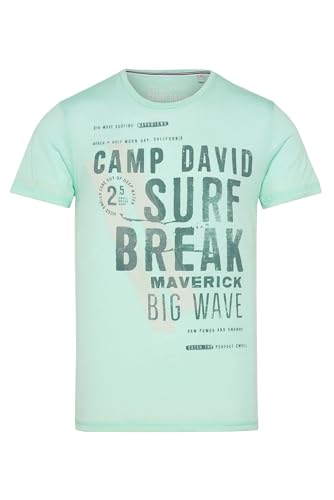 Camp David Herren T-Shirt mit Label Print Sun Aqua M von Camp David