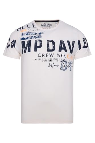 Camp David Herren T-Shirt mit Logo-Design Ecru XXL von Camp David