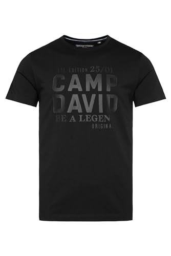 Camp David Herren T-Shirt mit Logo Print Black S von Camp David