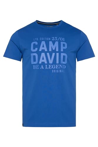 Camp David Herren T-Shirt mit Logo Print Urban Blue S von Camp David