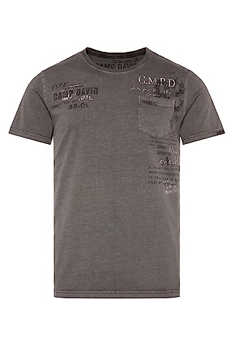 Camp David Herren T-Shirt mit Logo Prints und Brusttasche Mud XXXL von Camp David