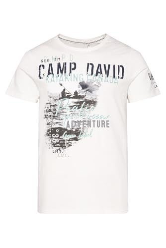 Camp David Herren T-Shirt mit Photoprint Ivory, L von Camp David