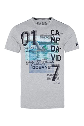 Camp David Herren T-Shirt mit Photoprint Grey Melange M von Camp David