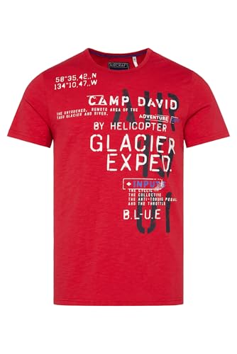Camp David Herren T-Shirt mit Print im Used Look Flight Red M von Camp David