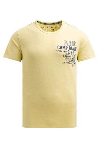 Camp David Herren T-Shirt mit Streifen-Design und Rücken-Print Yellow Sun, XXL von Camp David