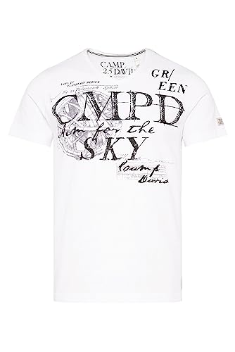 Camp David Herren T-Shirt mit V-Ausschnitt und Used Prints Opticwhite XXXL von Camp David